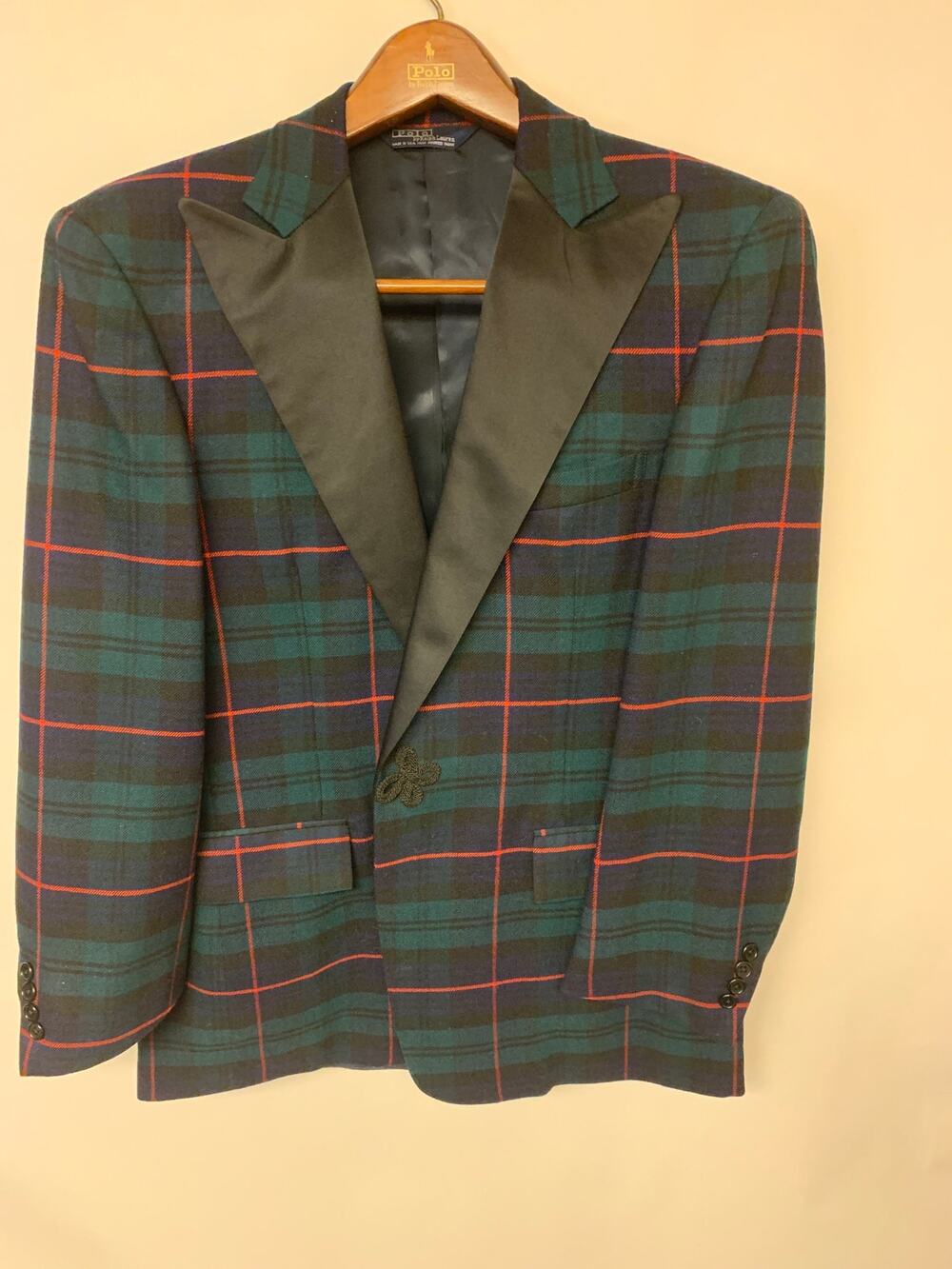 Polo by Ralph Lauren Vintage Dinner Jacket Plaid Formal Classic Mens SZ 39R
